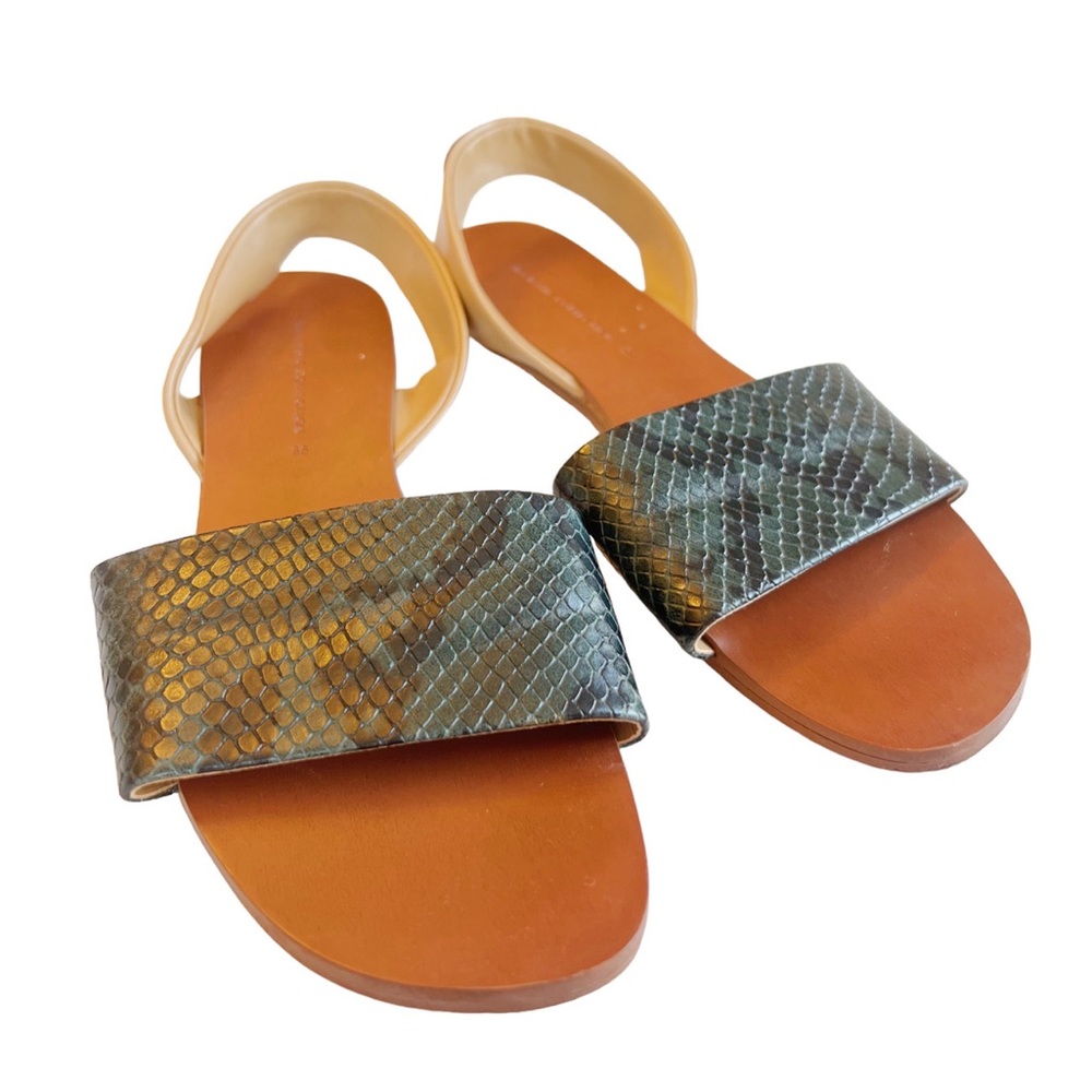 Zara Emerald Green Snake Skin Sandals